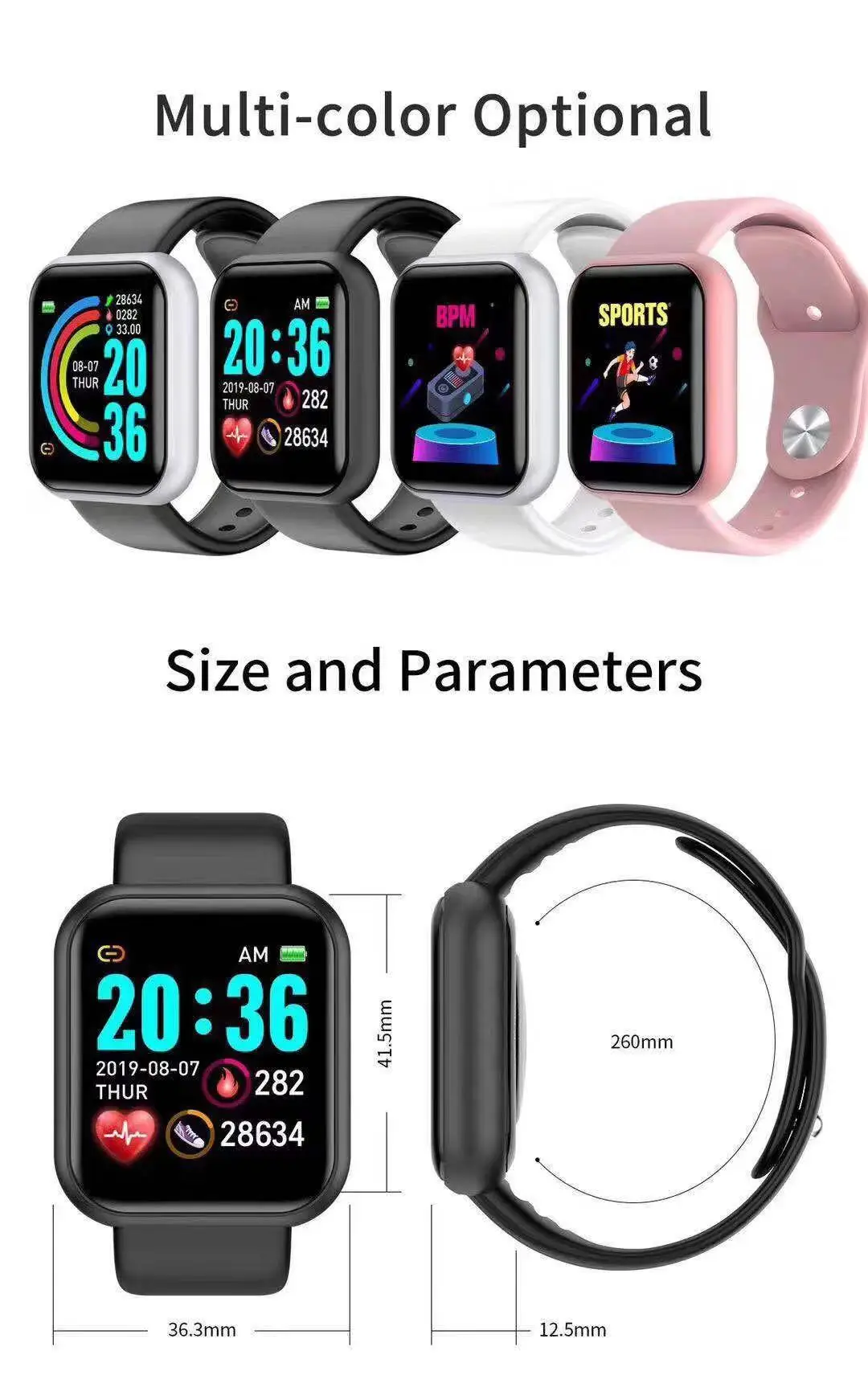 Watch Smartwatch Android - Montre connectée D20 Pro pour hommes,