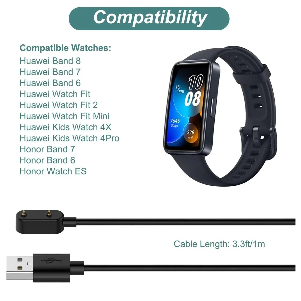 Huawei Smartwatch Watch Fit - Chargeur de montre intelligente USB de
