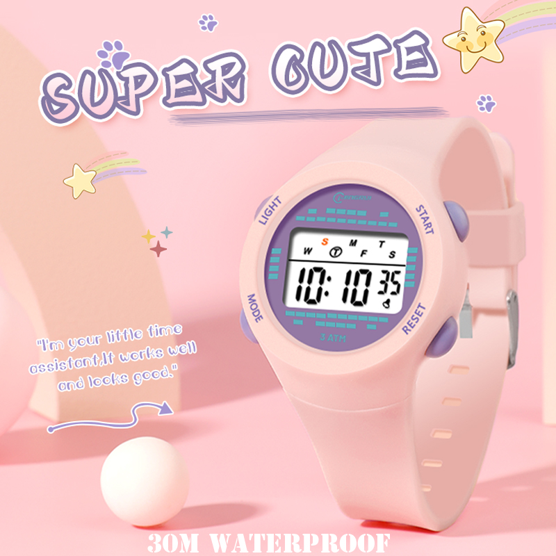 Smartwatch Digital Watches For Girls - Montre électronique pour enfants fille rose