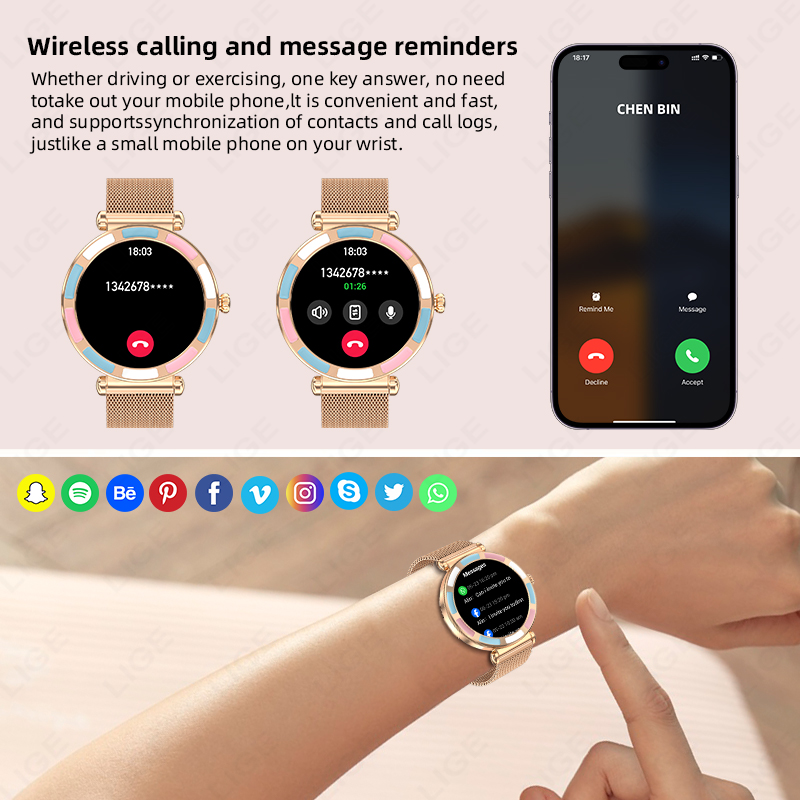 Montre connectée de luxe LIGE  - Smartwatch Luxury Watches For Women avis et prix